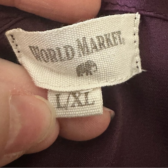 World Market Purple Satin Embroidered Kaftan Maxi Dress Size L/XL Formal Boho - Picture 7 of 9